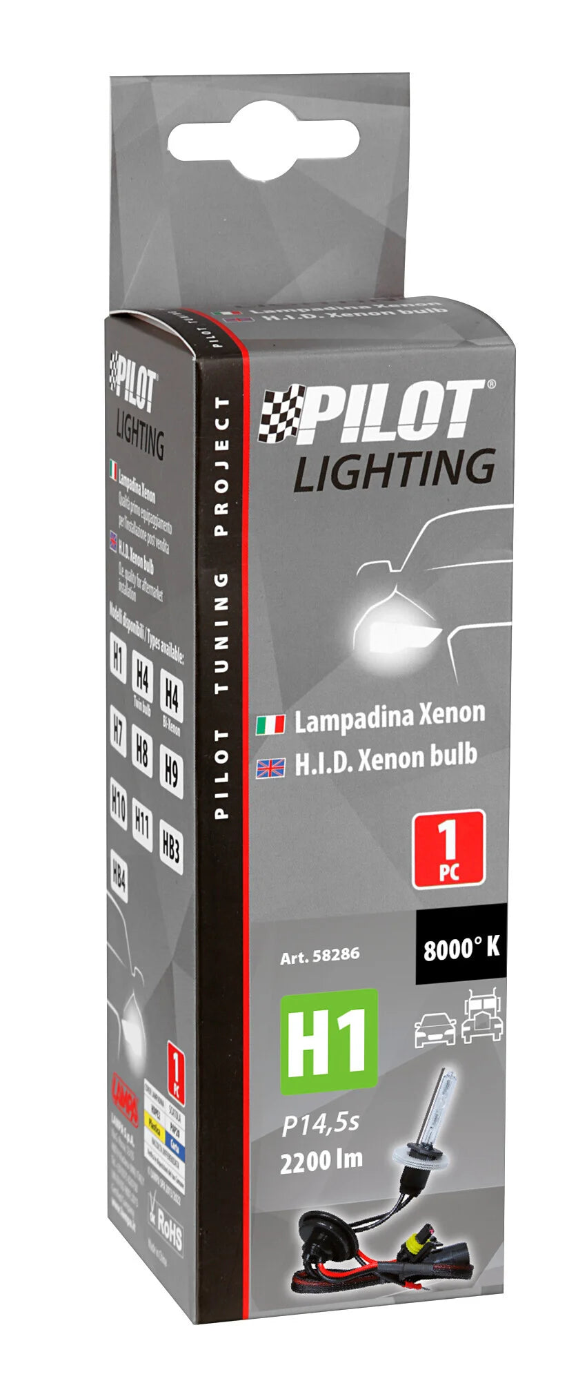 12/24V Lampadina HID Xenon 8.000K - H1 - 1 pz  - Scatola