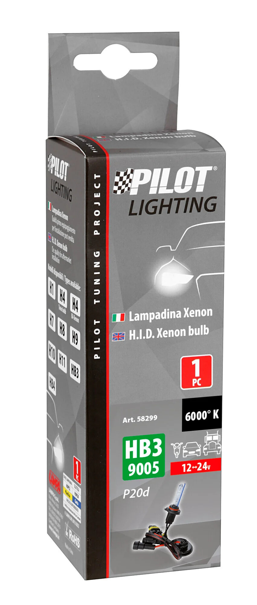 12/24V Lampadina HID Xenon 6.000K - HB3 9005 - 1 pz  - Scatola
