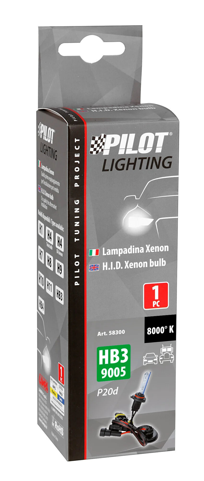 12/24V Lampadina HID Xenon 8.000K - HB3 9005 - 1 pz  - Scatola