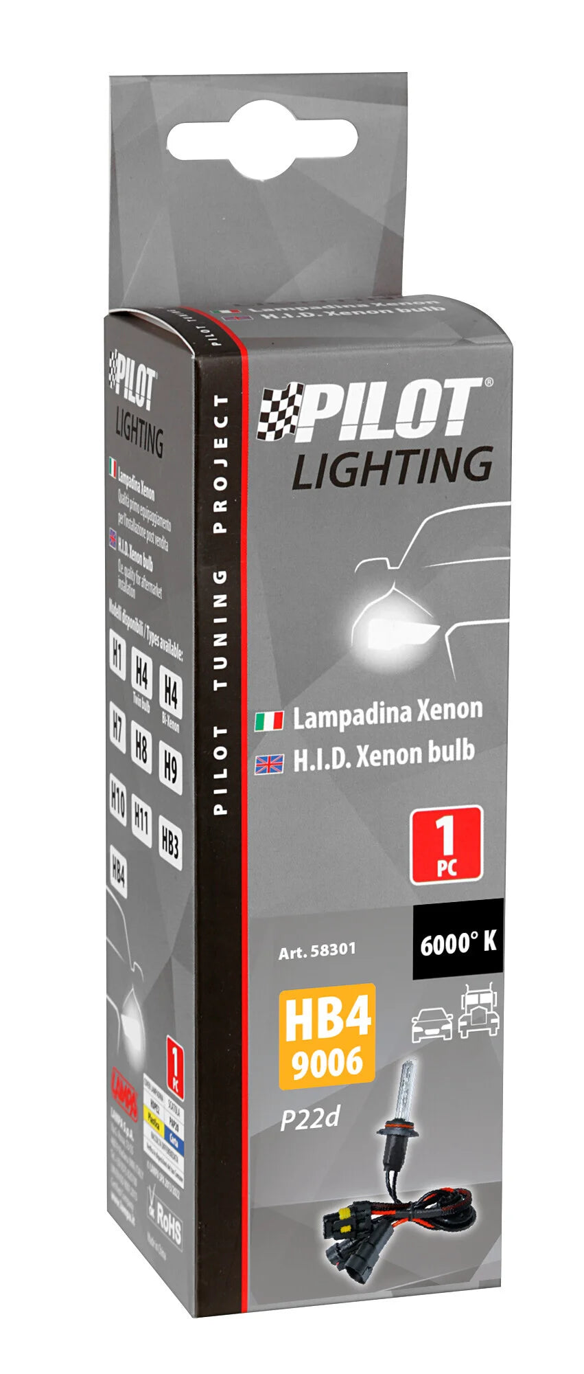 12/24V Lampadina HID Xenon 6.000K - HB4 9006 - 1 pz  - Scatola