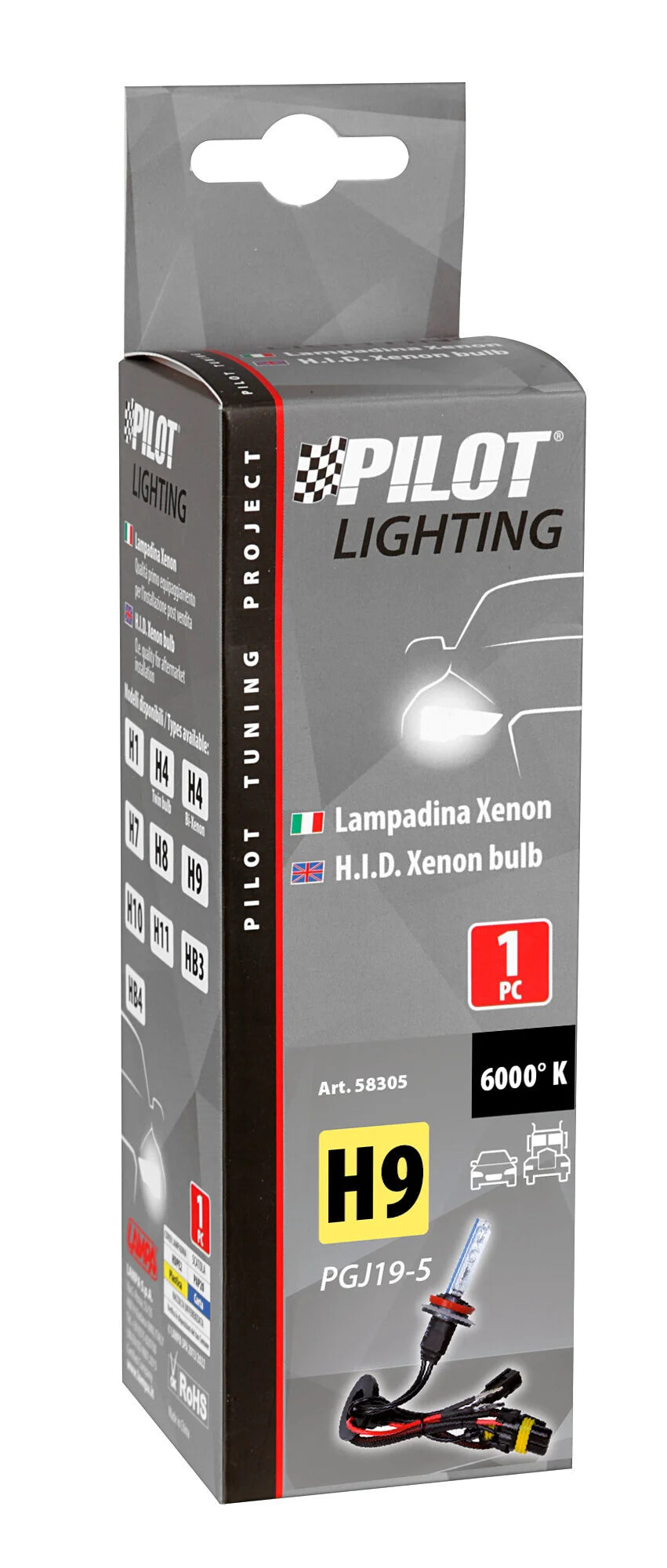 12/24V Lampadina HID Xenon 6.000K - H9 - 1 pz  - Scatola