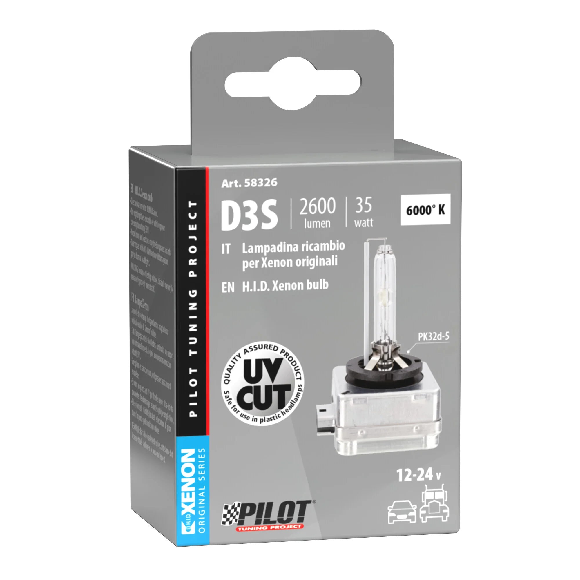 Lampada HID Xenon 6.000°K - D3S - 35W - PK32d-5 - 1 pz  - Scatola