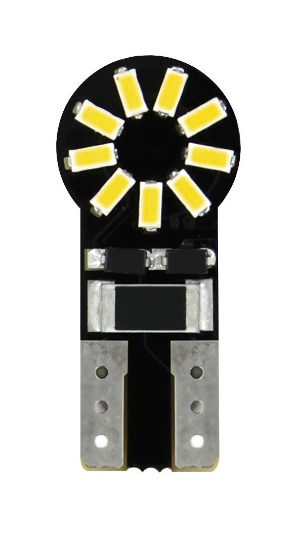 12V Hyper-Led 18 - 18 SMD x 1 chips - (T10) - W2,1x9,5d - 2 pz  - Scatola - Bianco - Doppia polarità - Resistenza incorporata