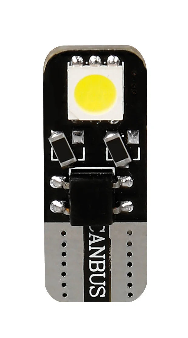 12V Hyper-Led 6 - 2 SMD x 3 chips - (T10) - Bifocus - W2,1x9,5d - 2 pz  - Scatola - Bianco - Doppia polarità - Resistenza incorporata
