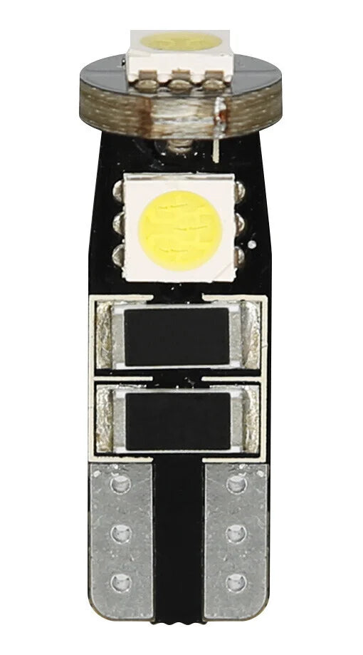 12V Hyper-Led 9 - 3 SMD x 3 chips - (T10) - Trifocus - W2,1x9,5d - 2 pz  - Scatola - Bianco - Doppia polarità - Resistenza incorporata