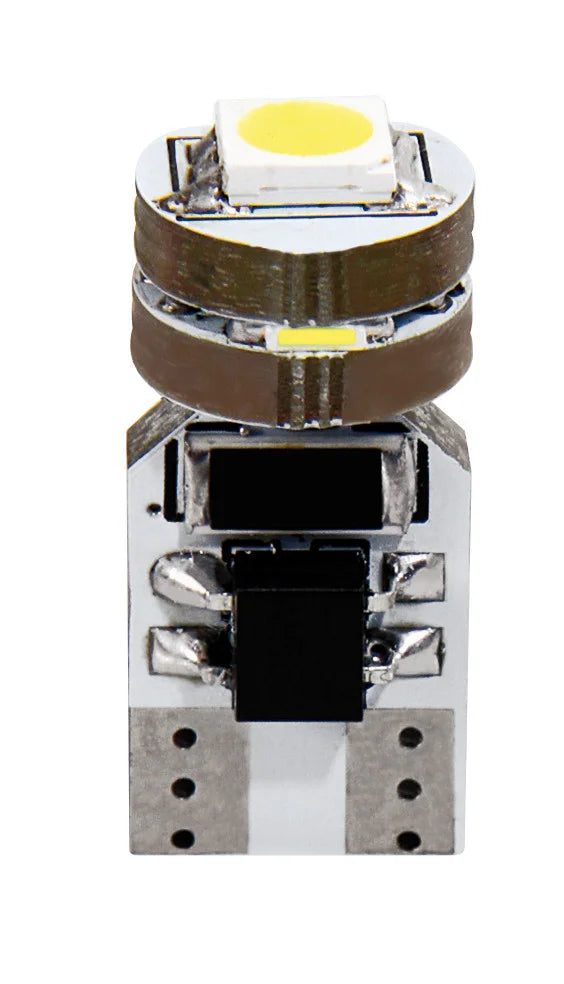 12V Hyper-Led 12 - 4 SMD x 3 chips - (T10) - Quadrifocus - W2,1x9,5d - 2 pz  - Scatola - Bianco - Doppia polarità - Resistenza incorporata