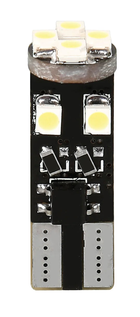 12V Hyper-Led 24 - 8 SMD x 3 chips - (T10) - Trifocus - W2,1x9,5d - 2 pz  - Scatola - Bianco - Doppia polarità - Resistenza incorporata