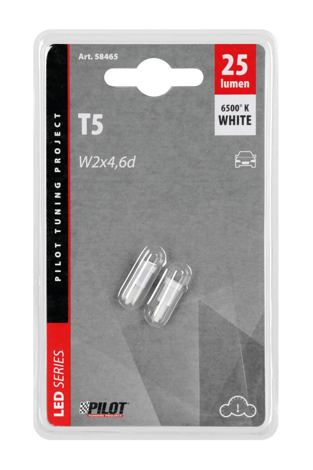 12V Hyper-Led 2 - 1 SMD x 2 chips - (T5) - W2x4,6d - 2 pz  - Scatola - Bianco