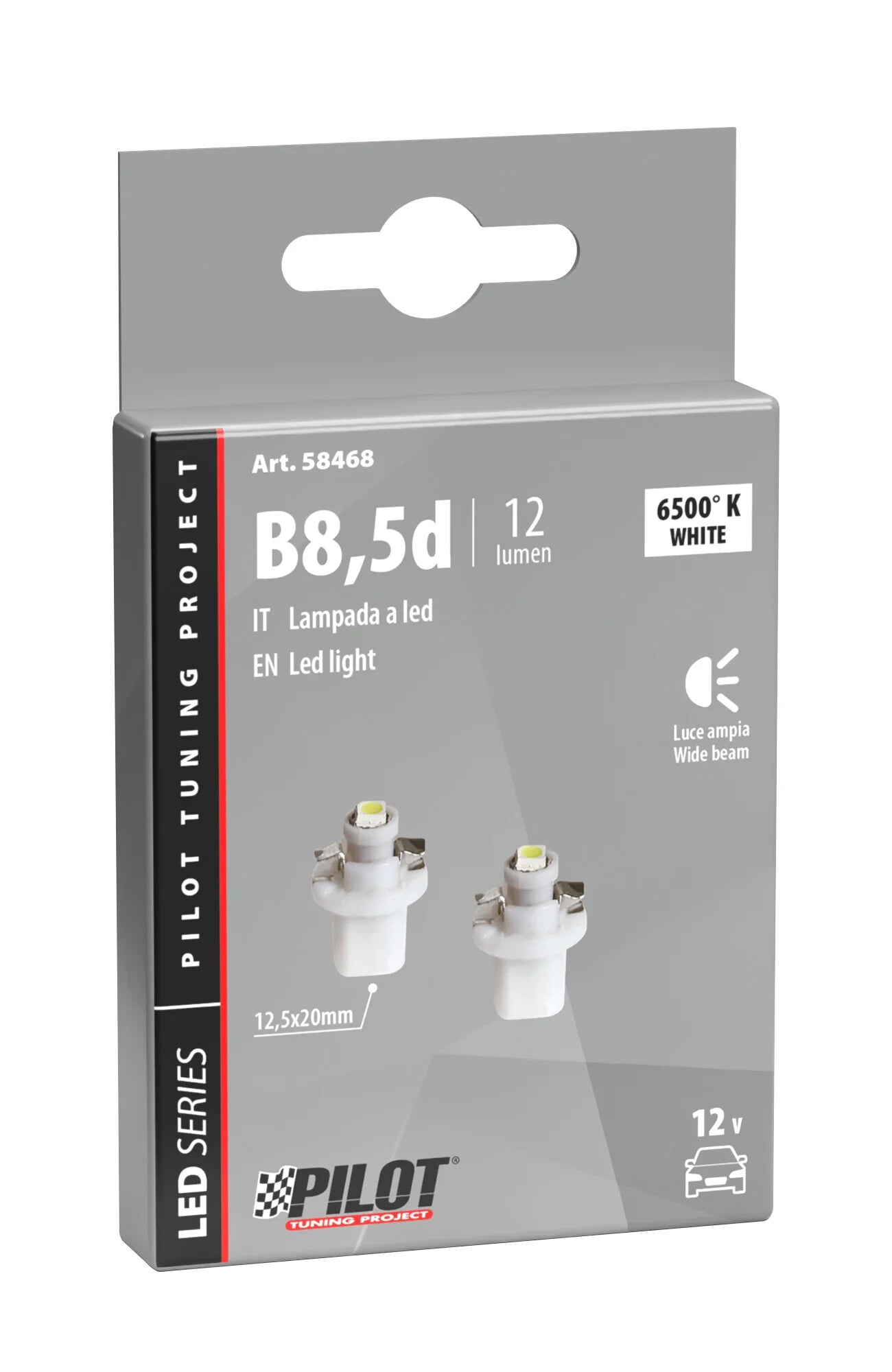 12V Hyper-Led 2 - 1 SMD x 2 chips - B8,5d - 2 pz  - Scatola - Bianco