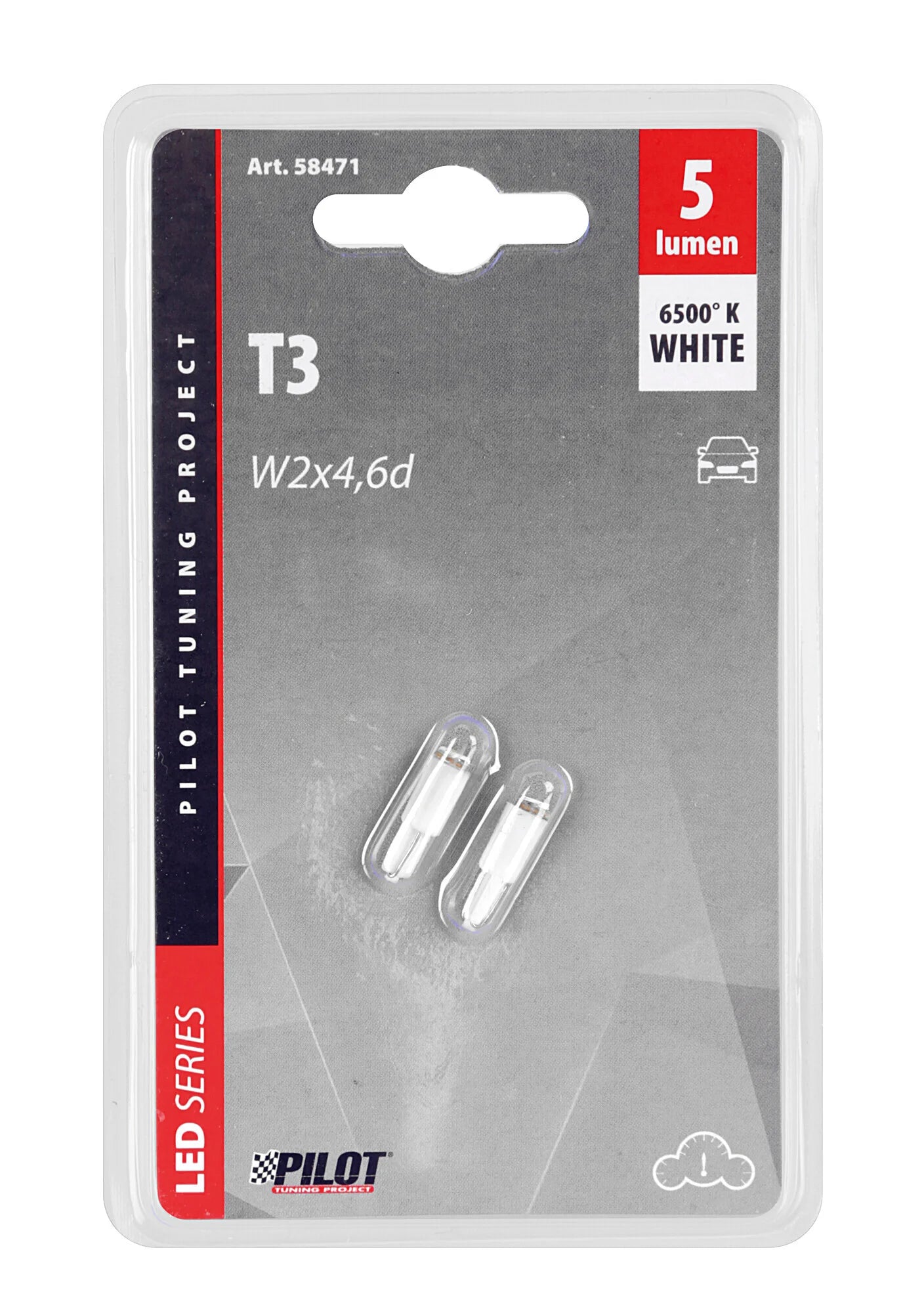 12V Hyper-Led 2 - 1 SMD x 2 chips - (T3) - W2x4,6d - 2 pz  - Scatola - Bianco