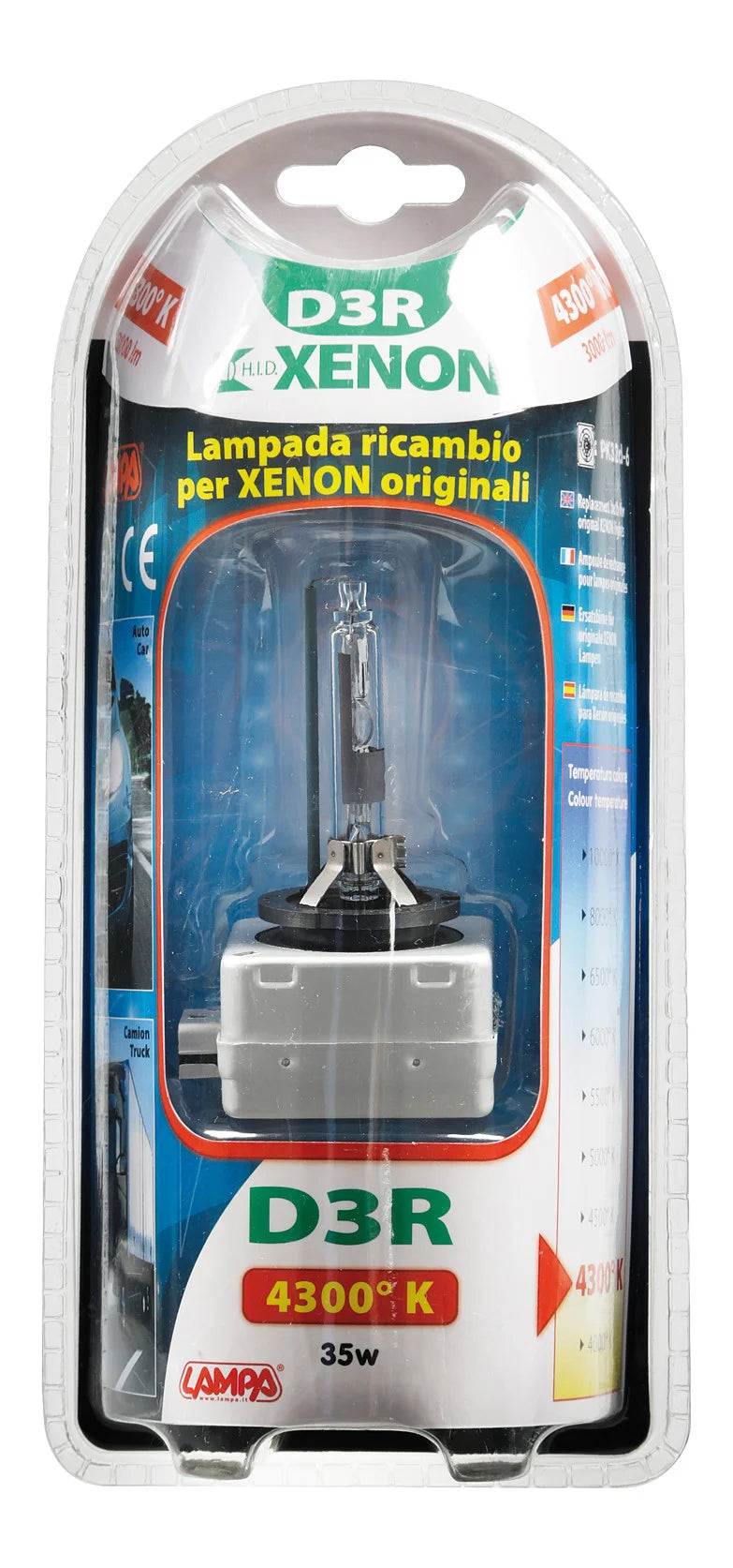 Lampada HID Xenon 4.300°K - D3R - 35W - PK32d-6 - 1 pz  - D/Blister
