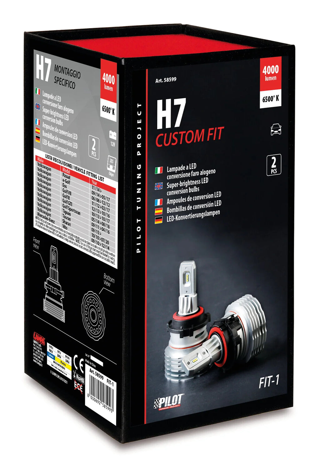 12V Lampade a Led - (H7) - 20W - Attacco specifico - 2 pz  - Scatola