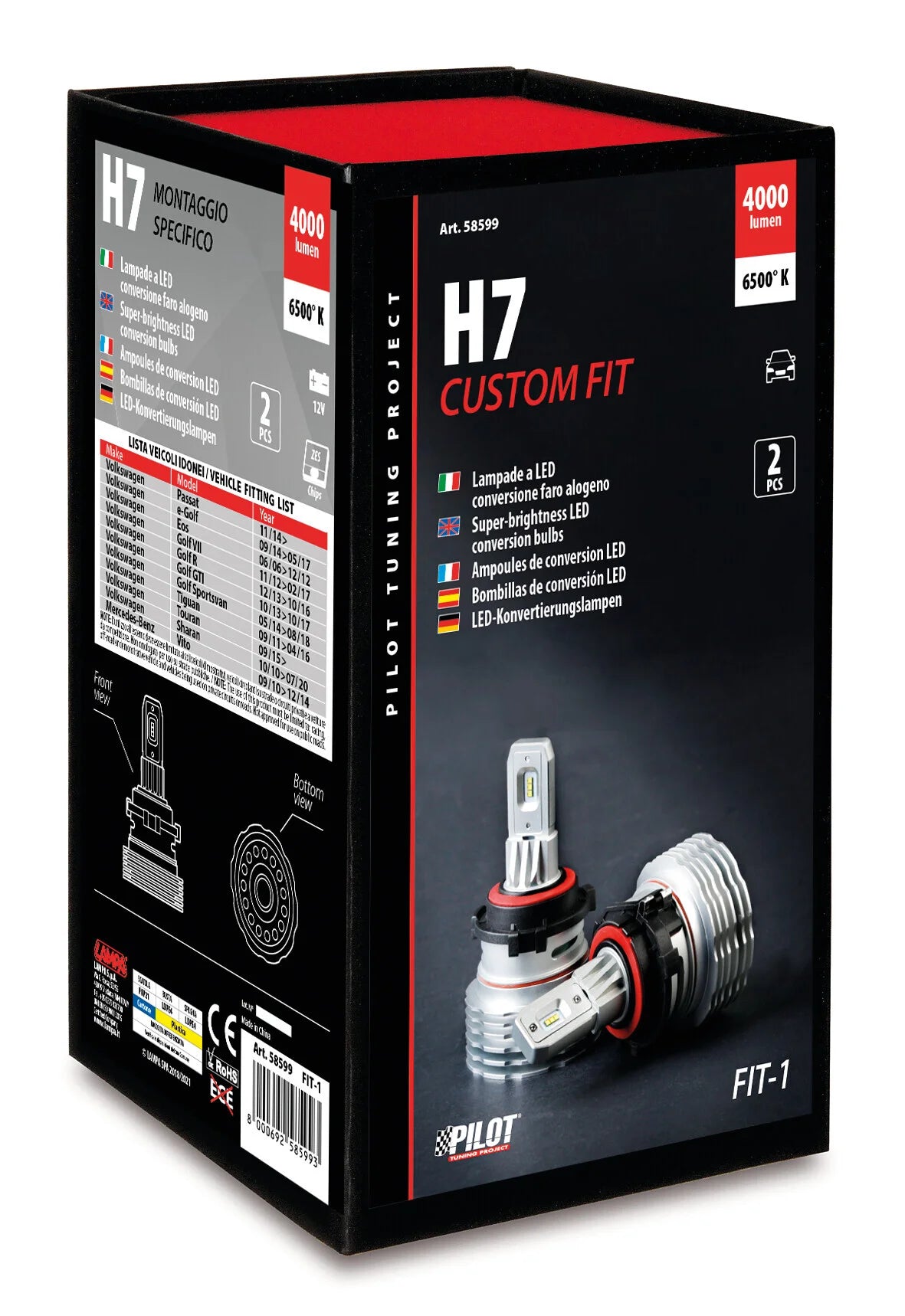 12V Lampade a Led - (H7) - 20W - Attacco specifico - 2 pz  - Scatola