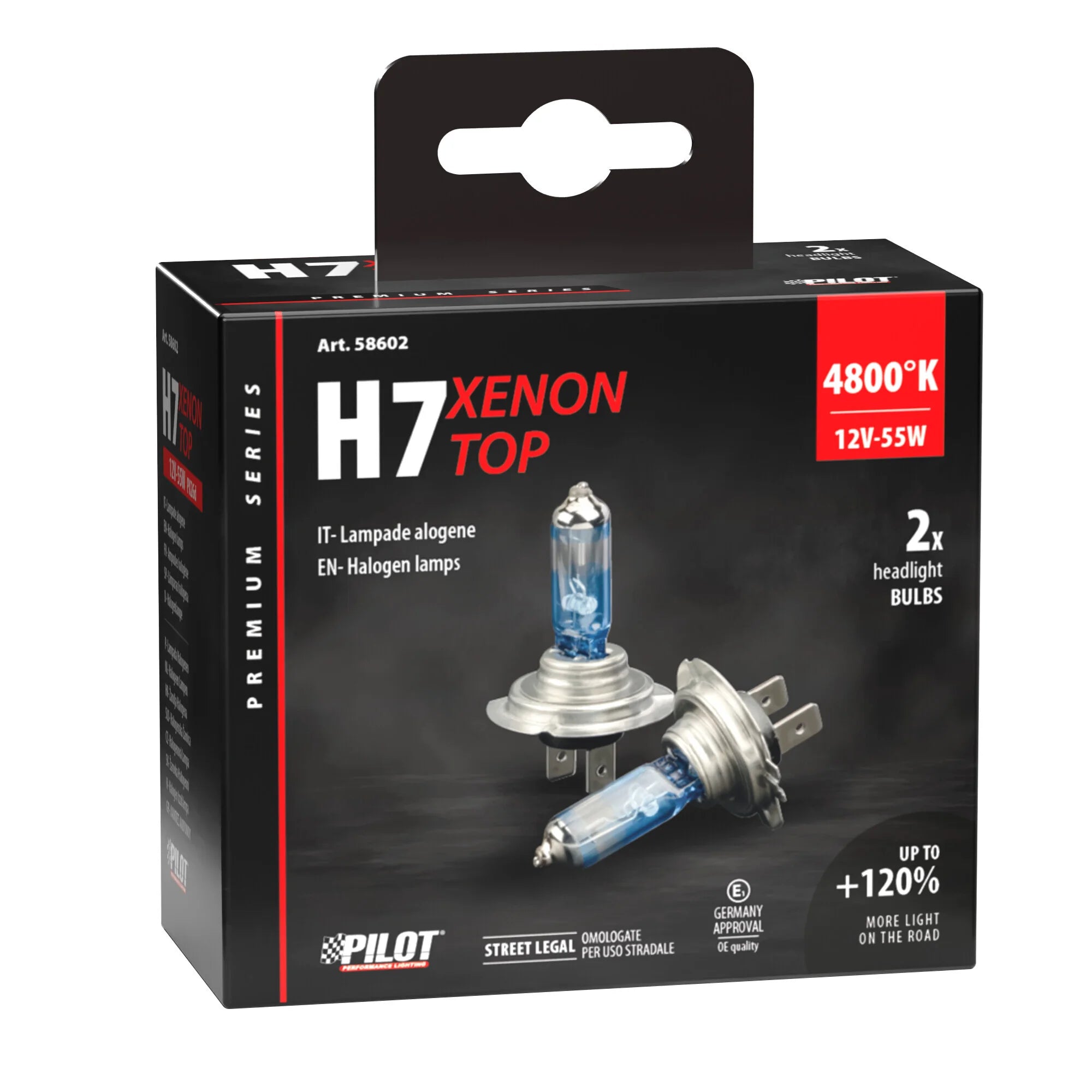 12V Lampada alogena Xenon Top +120% luce - H7 - 55W - PX26d - 2 pz  - Scatola