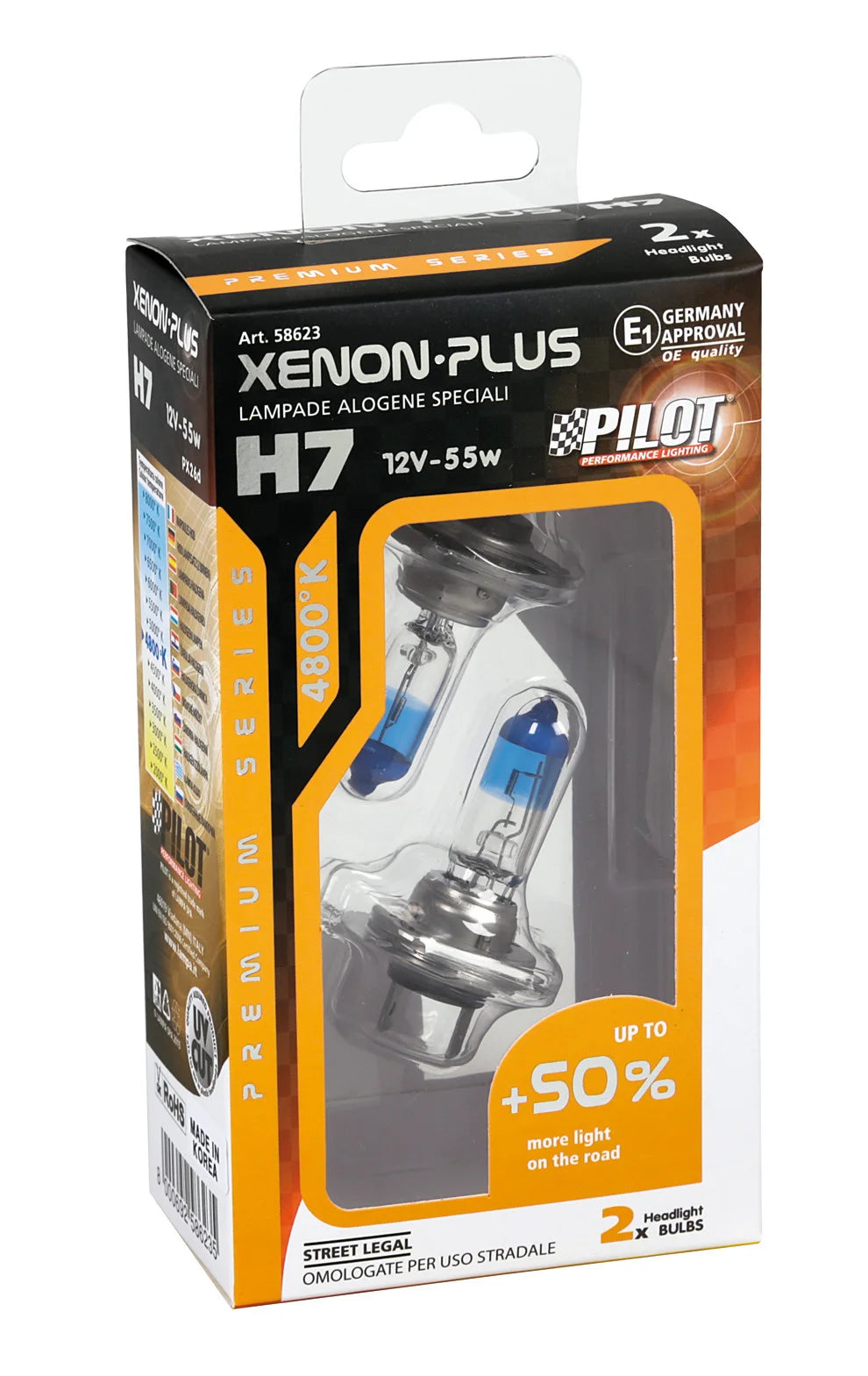 12V Lampada alogena Xenon Plus +50% luce - H7 - 55W - PX26d - 2 pz  - Scatola