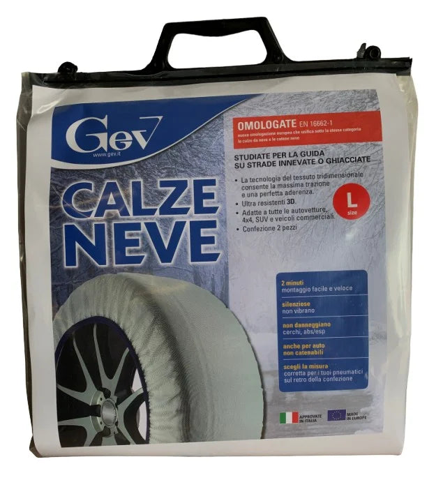 Calze da neve Gev L - Made in Europa - Facili da installare - Con 2 calze