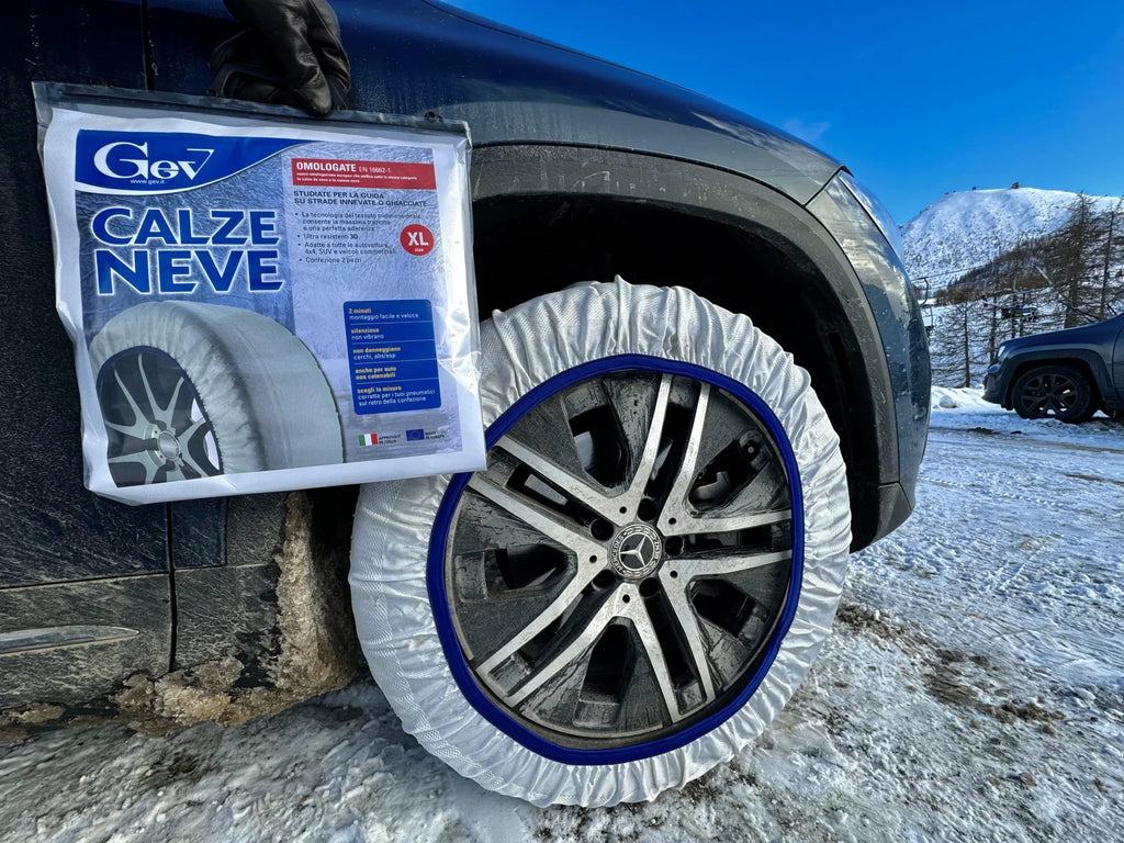 Calze da neve Gev L - Made in Europa - Facili da installare - Con 2 calze