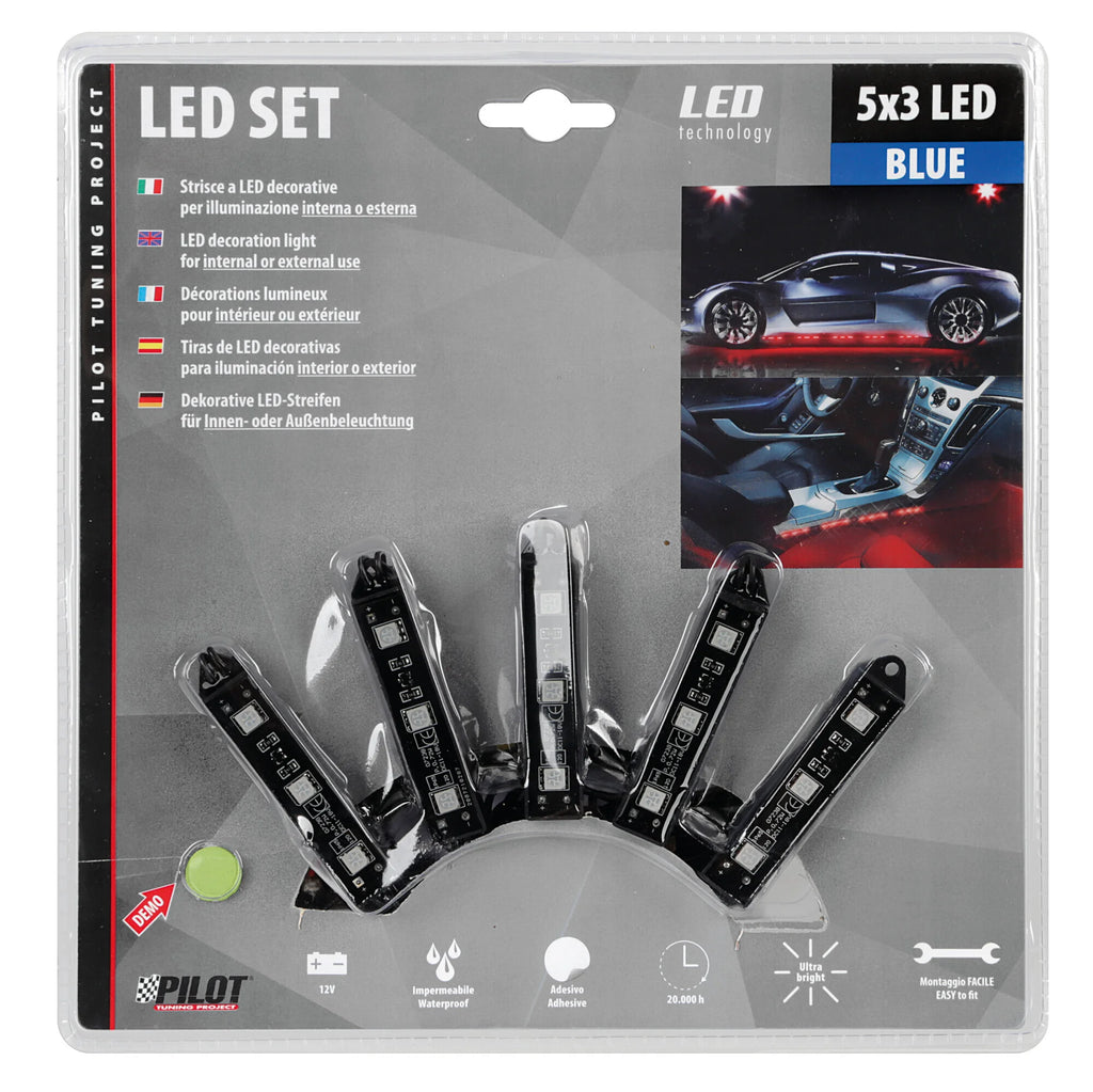 Hyper-Led Set 5x3, strisce decorative a led - 12V - Blu