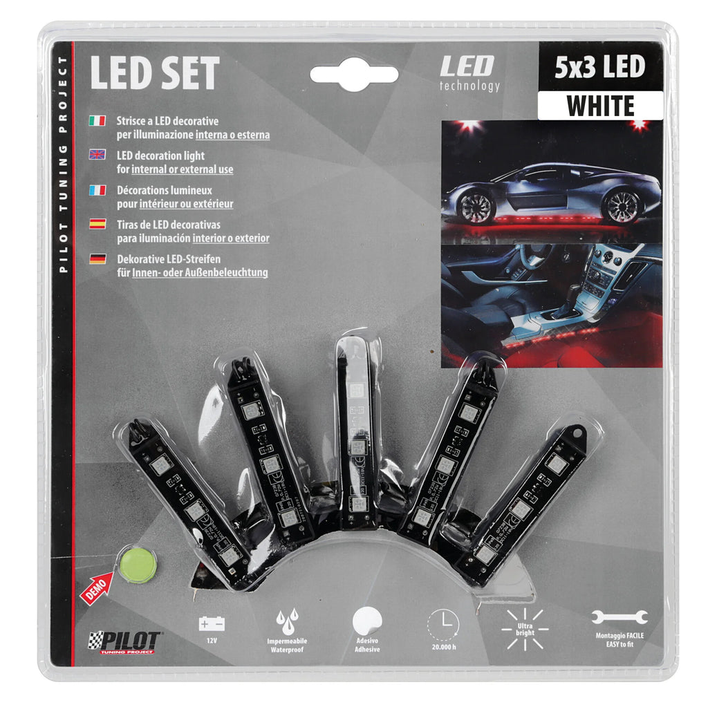 Hyper-Led Set 5x3, strisce decorative a led - 12V - Bianco