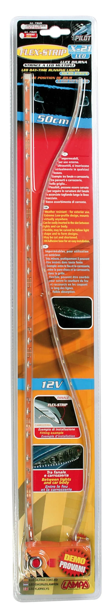 Flex Strip, 12V - 21 Led - 2x50 cm - Bianco