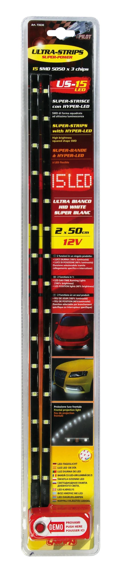 Ultra-Strips, 12V - 15 Led - 2x50 cm - Bianco