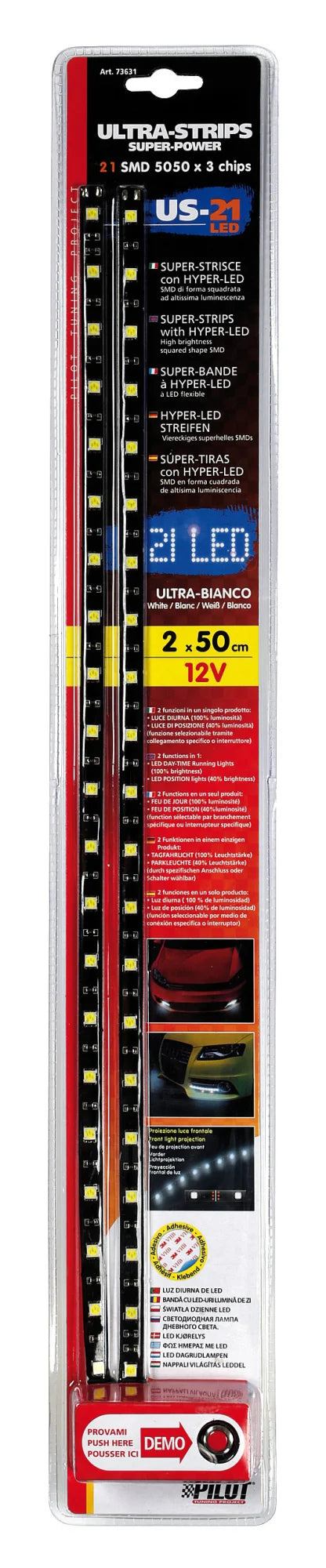 Ultra-Strips, 12V - 21 Led - 2x50 cm - Bianco