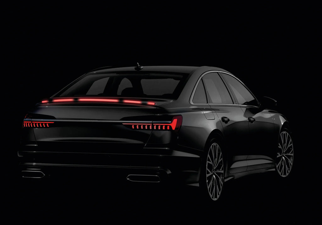 Spoiler carbon-look adesivo con integrata striscia luminosa a led rossi - 120 cm - 12V