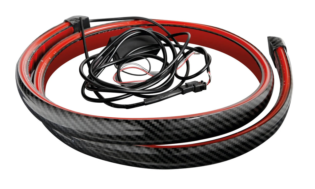 Spoiler carbon-look adesivo con integrata striscia luminosa a led rossi - 120 cm - 12V