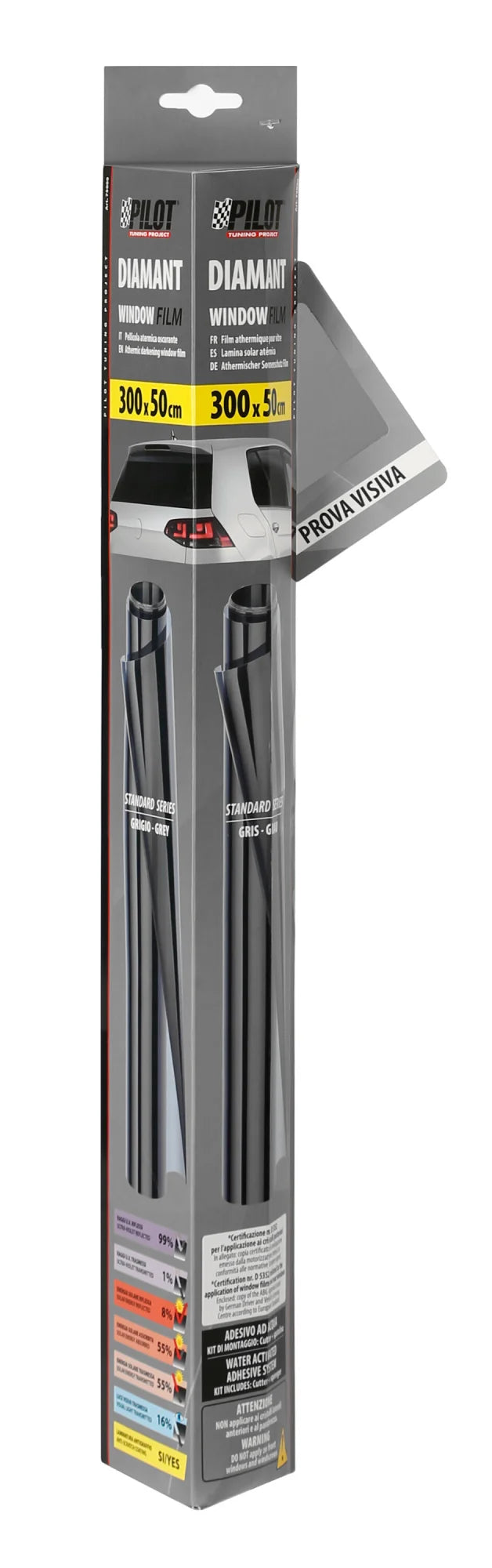 Diamant, pellicola oscurante - 300x50 cm - Grigio