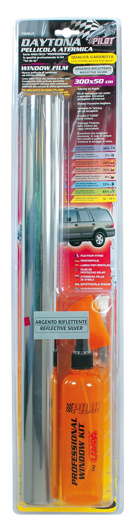 Daytona, pellicola oscurante - 300x50 cm - Argento riflettente