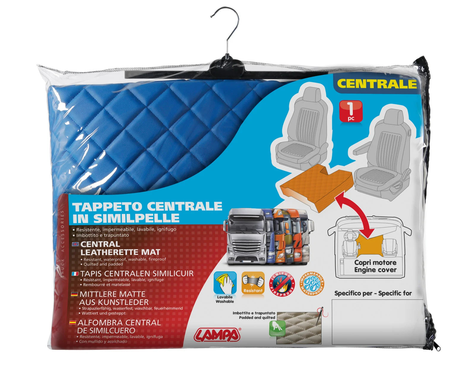 Tappeto centrale in Skeentex - Blu - compatibile per Volvo FH Serie 3 (08/02>08/12) automatico, senza p.oggetti centrale