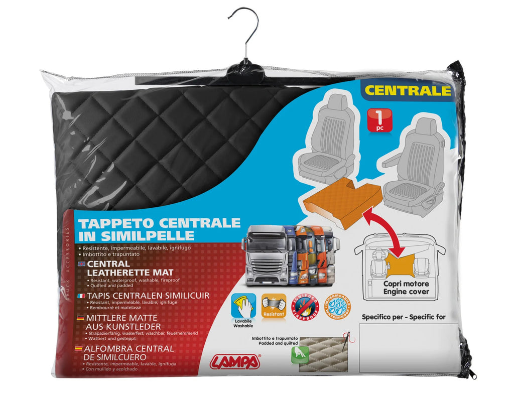 Tappeto centrale in Skeentex - Nero - compatibile per Volvo FH Serie 3 (08/02>08/12) automatico, senza p.oggetti centrale