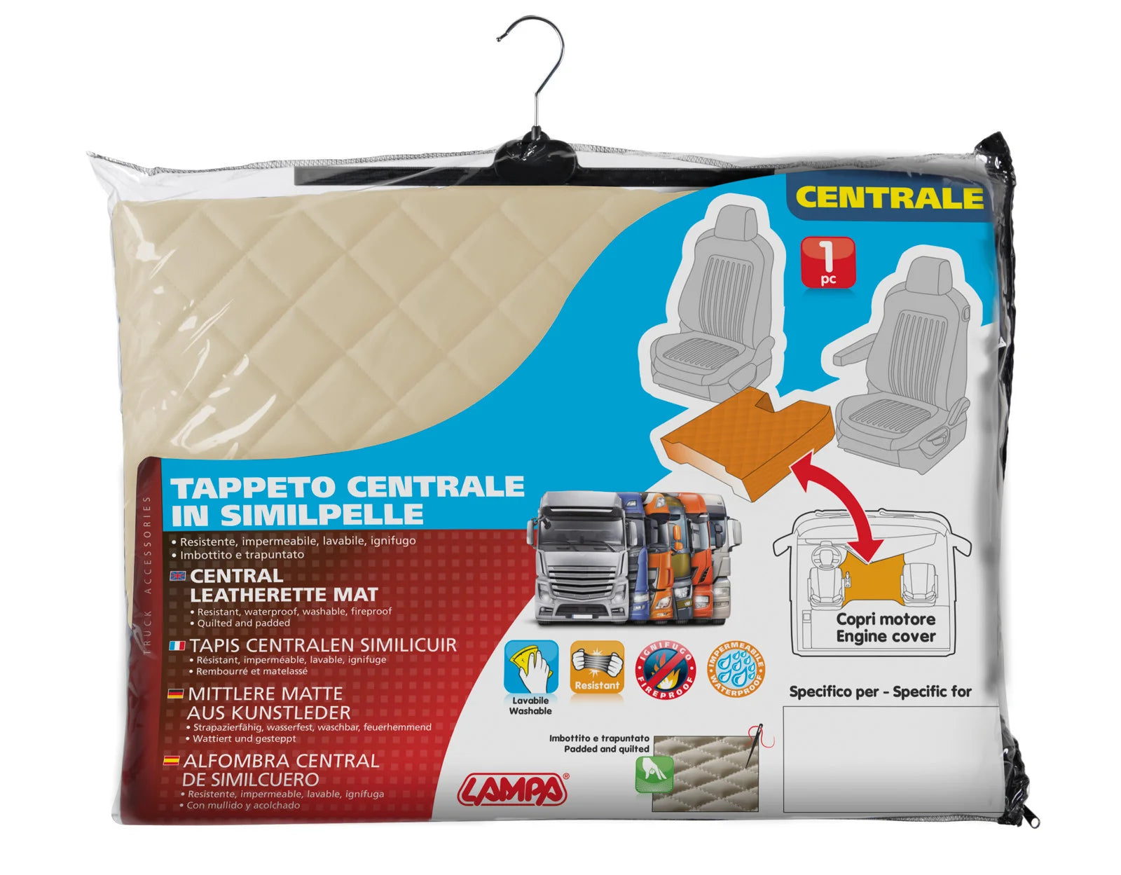 Tappeto centrale in Skeentex - Panna - compatibile per Volvo FH Serie 3 (08/02>08/12) automatico, senza p.oggetti centrale