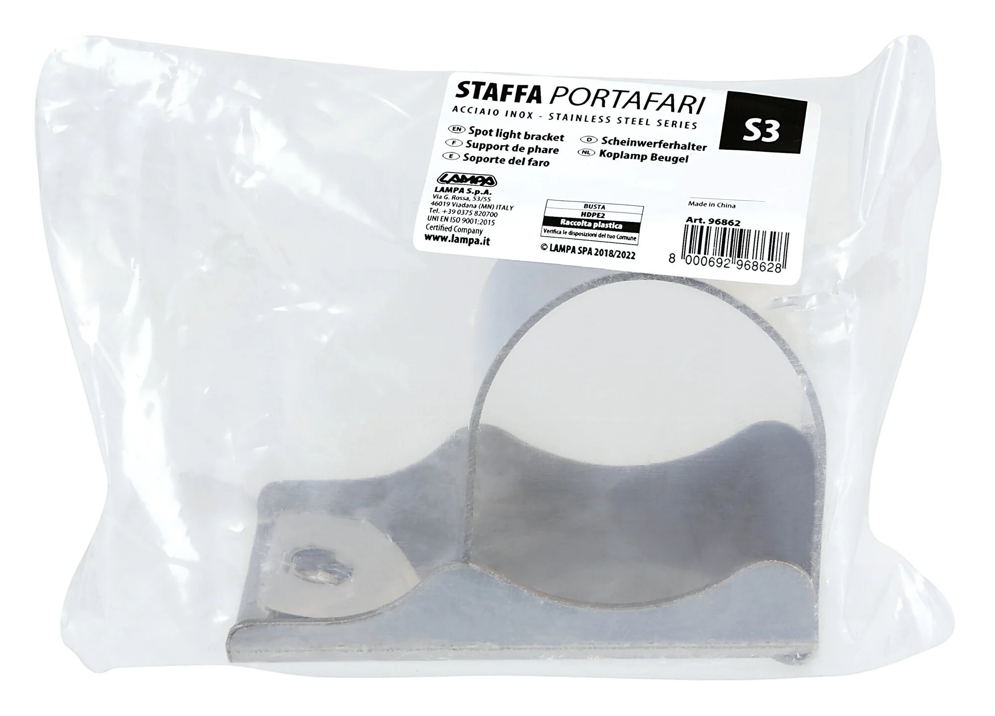 S3, staffa portafari in acciaio inox