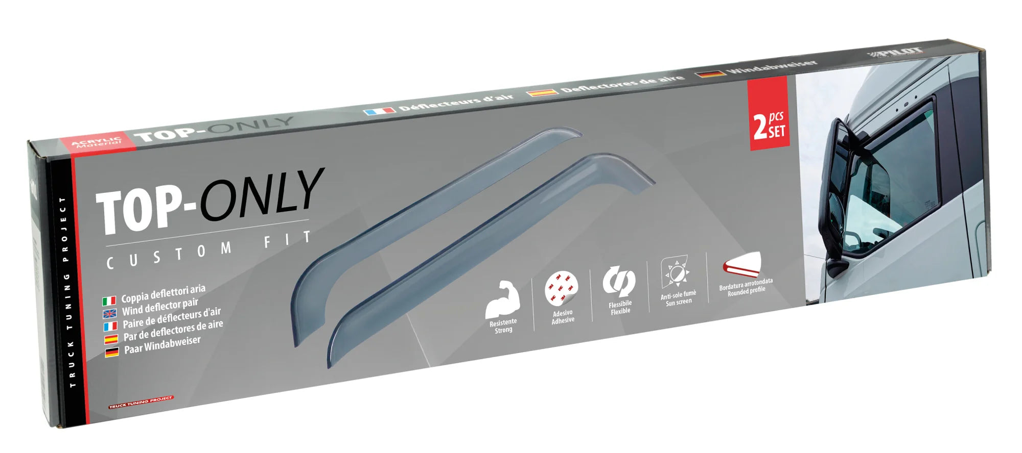 Set deflettori aria in acrilico - compatibile per Iveco S-Way (10/19>)  - Iveco T-Way (10/19>)  - Iveco X-Way (10/17>)