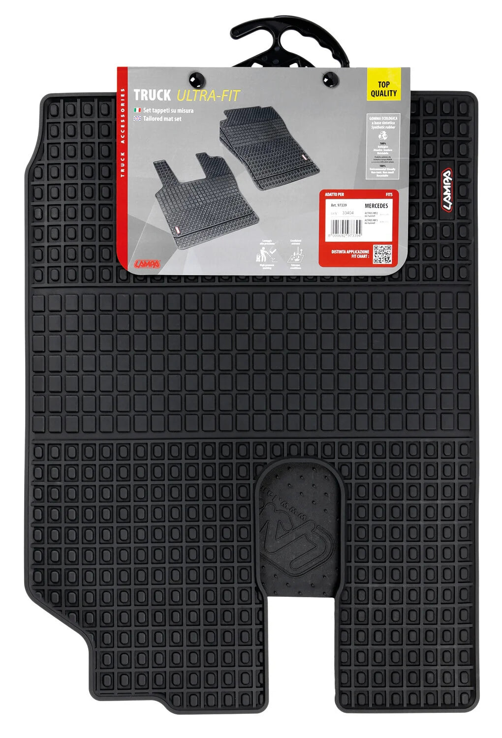 Coppia tappeti su misura in Eco Gomma - compatibile per  Mercedes Actros MP2 (04/03>12/08) no tunnel -  Mercedes Actros MP3 (06/08>12/13) no tunnel