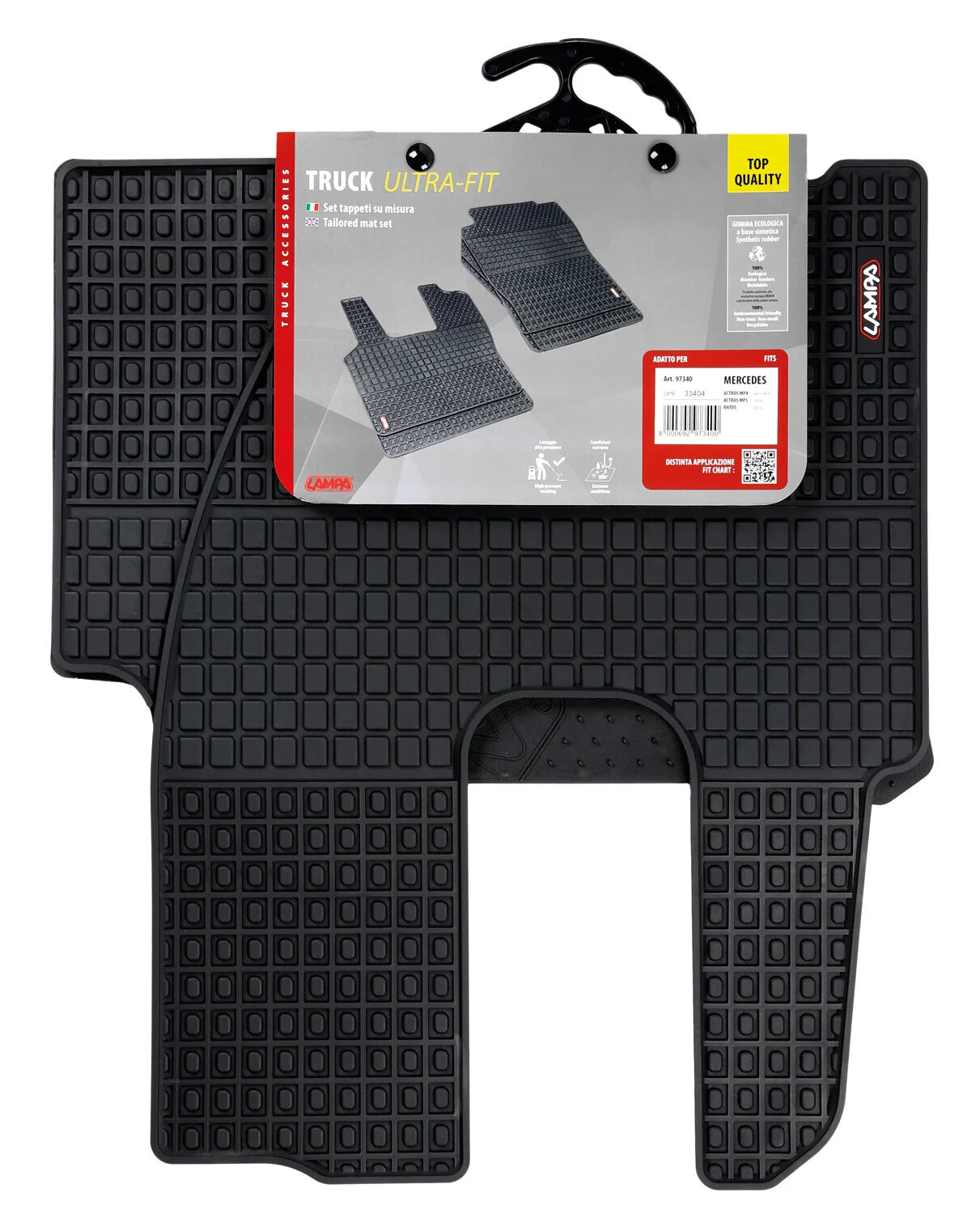 Coppia tappeti su misura in Eco Gomma - compatibile per  Mercedes Actros MP4 (09/11>09/19) -  Mercedes Antos (09/12>) -  Mercedes Actros MP5 (10/19>) -  Mercedes Actros MP5 L (11/21>)