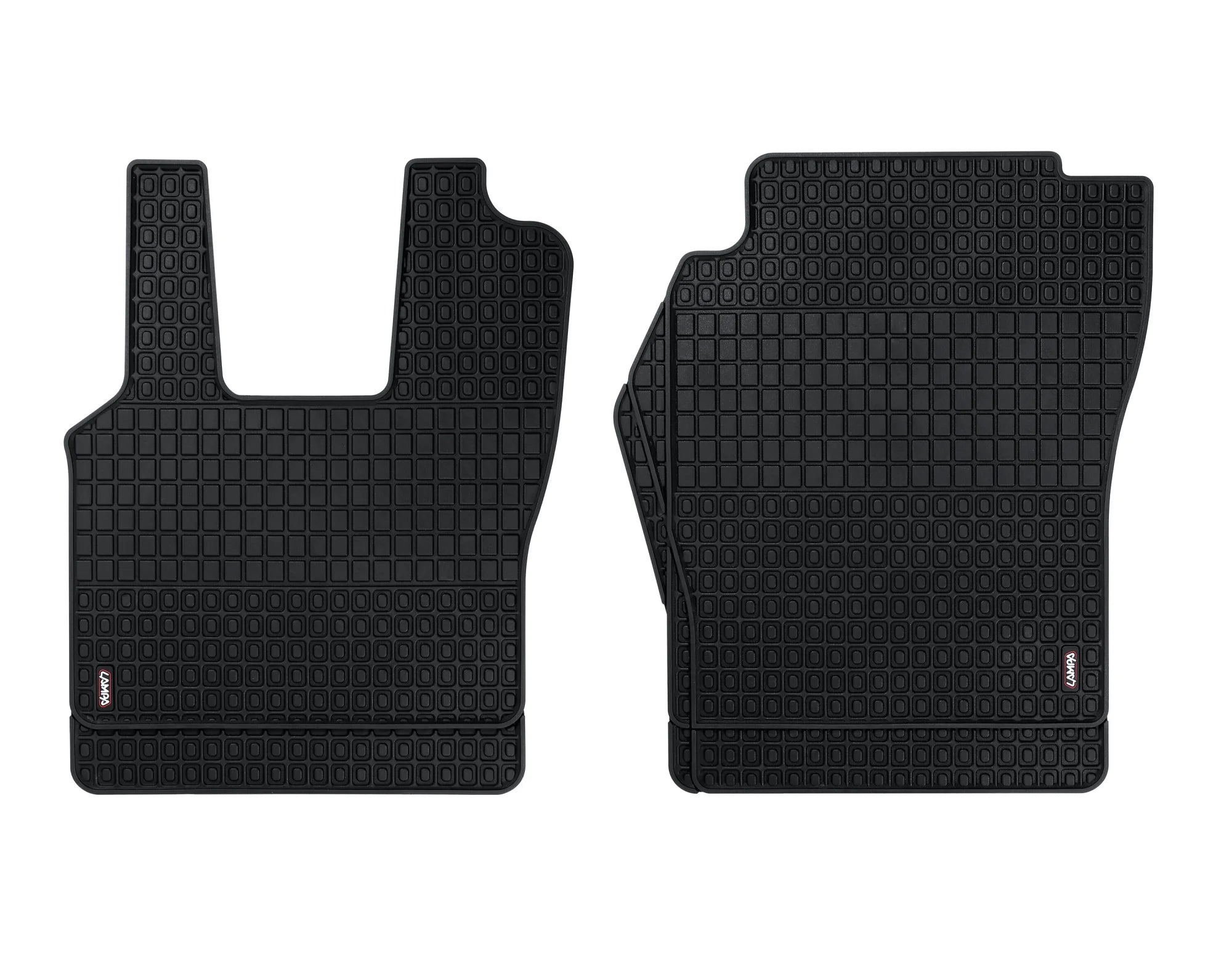 Coppia tappeti su misura in Eco Gomma - compatibile per  Scania G Serie 5 (03/04>08/09) -  Scania G Serie 6 (09/09>08/13) -  Scania G Serie 6 - Streamline (09/13>12/17) -  Scania L Serie 4 (02/95>09/04) -  Scania P Serie 5 (09/04>11/11) -  Scania P Serie