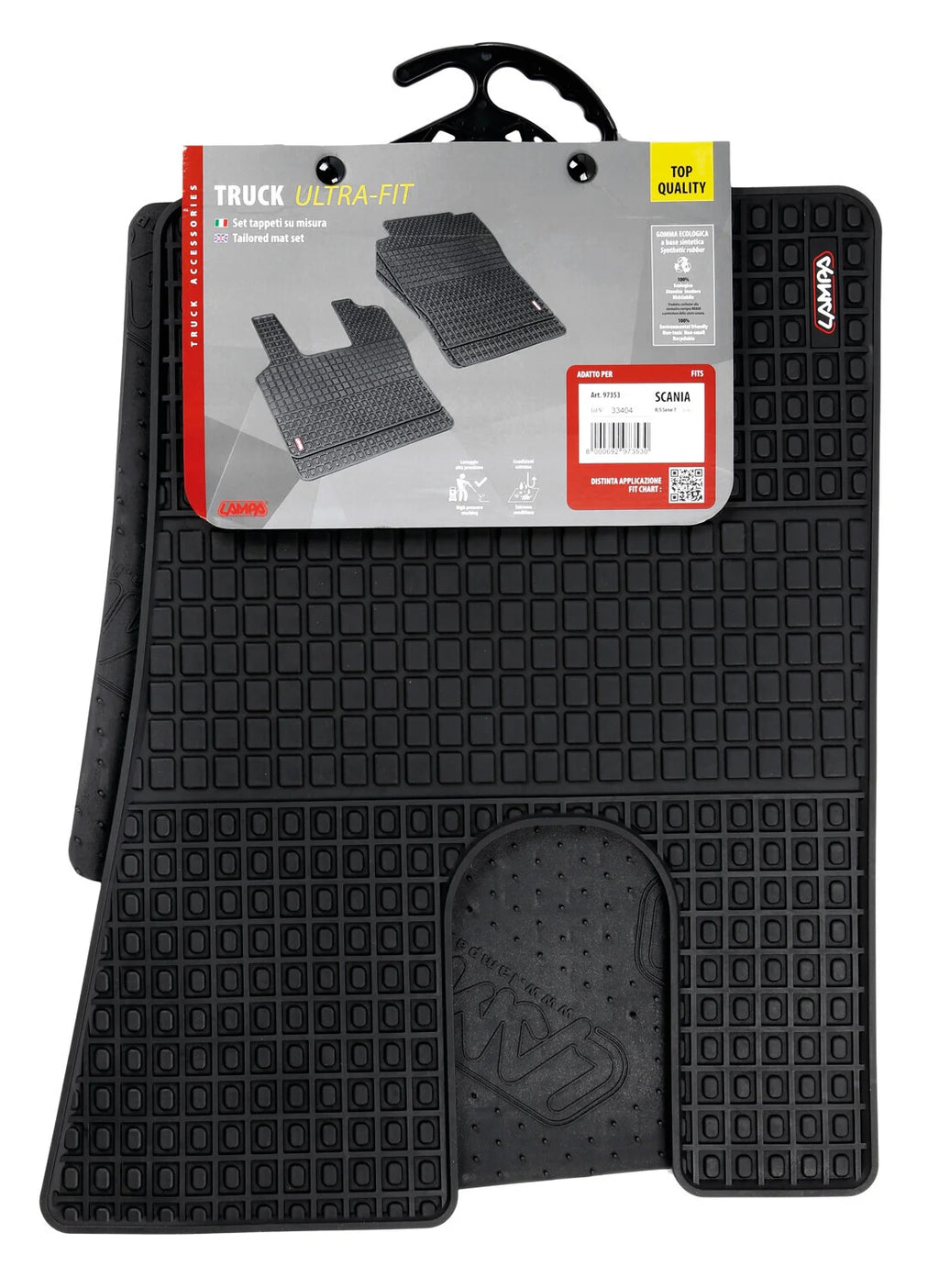 Coppia tappeti su misura in Eco Gomma - compatibile per  Scania R Serie 7 - New Generation (11/16>) -  Scania S Serie 7 - New Generation (11/16>) -  Scania G Serie 7 - New Generation (01/18>) -  Scania L Serie 7 - New Generation (01/18>) -  Scania P Serie