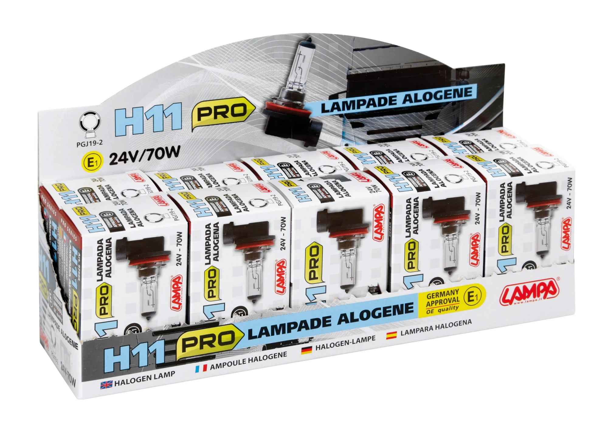 24V Lampada alogena Pro - H11 - 70W - PGJ19-2 - 1 pz  - Scatola