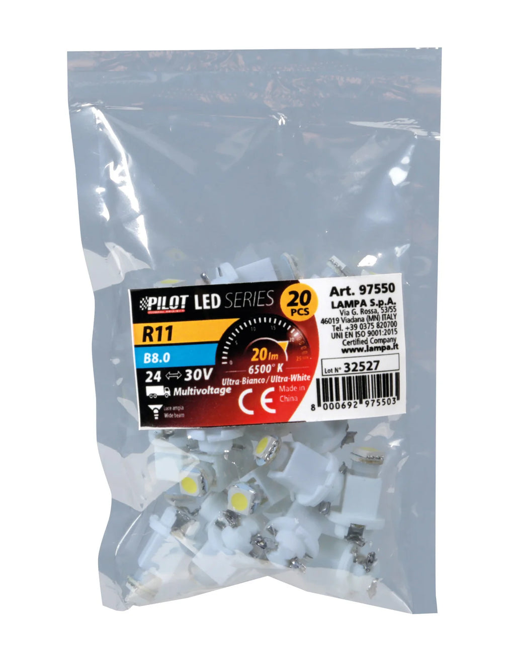 24/30V Led series - 1 Led SMD - (R11) - B8,0 - 20 pz  - Busta - Bianco