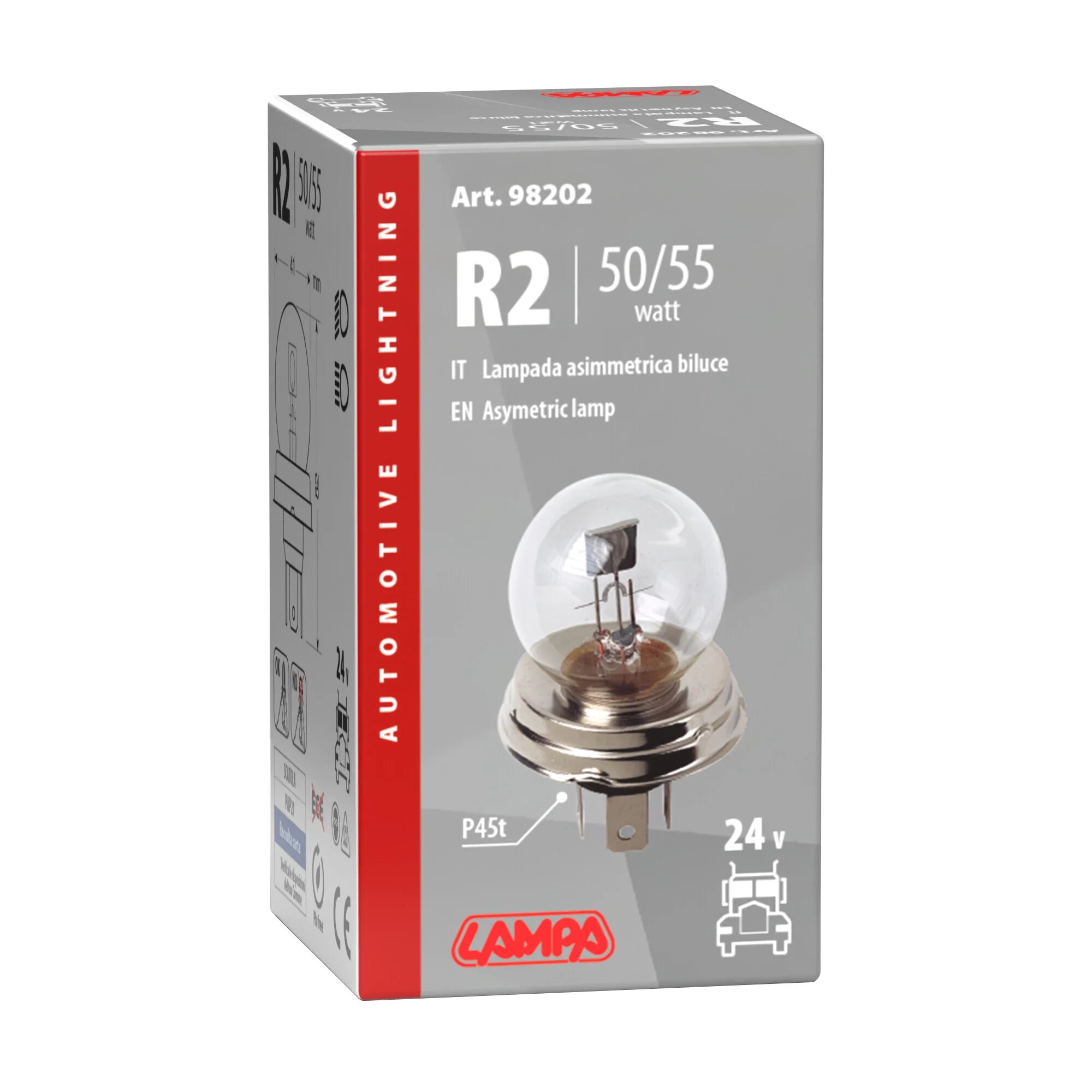 24V Lampada asimmetrica biluce - R2 - 50/55W - P45t - 1 pz  - Scatola [Confezione da 10]