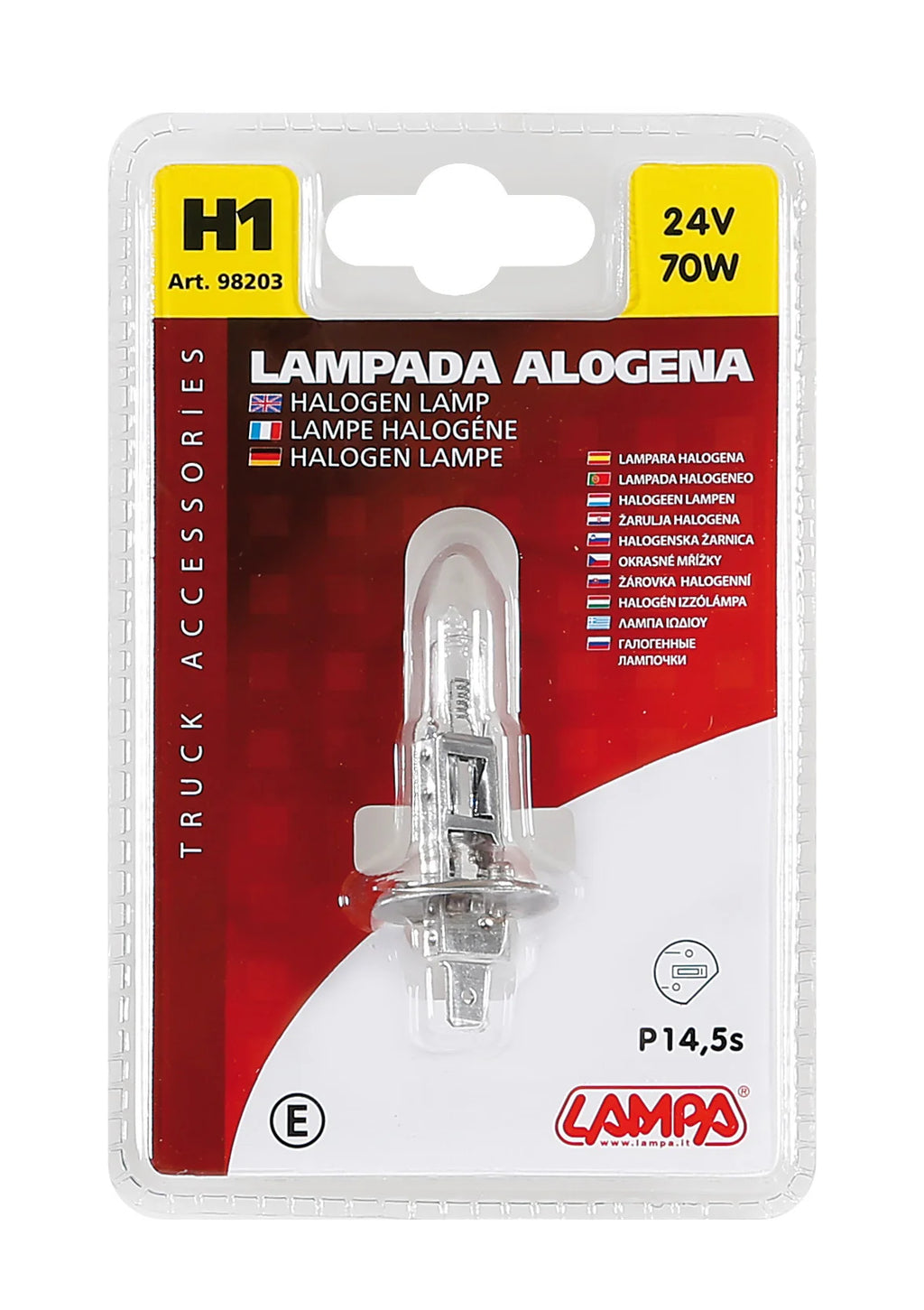 24V Lampada alogena - H1 - 70W - P14,5s - 1 pz  - D/Blister