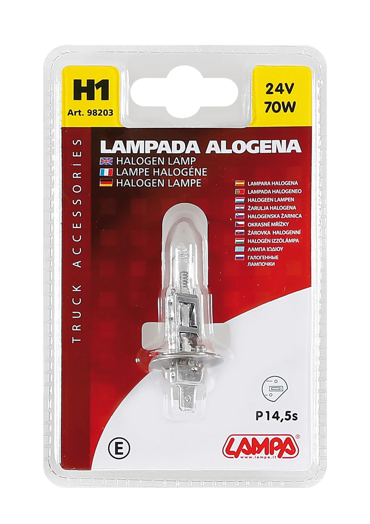 24V Lampada alogena - H1 - 70W - P14,5s - 1 pz  - D/Blister