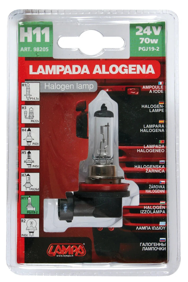 24V Lampada alogena - H11 - 70W - PGJ19-2 - 1 pz  - D/Blister