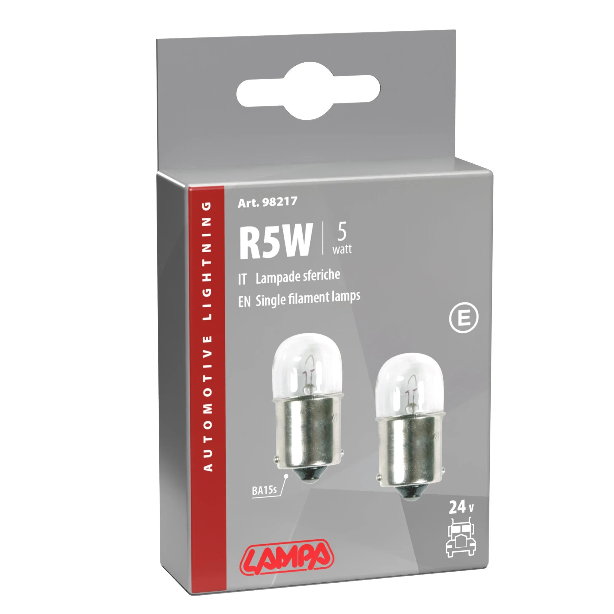 24V Lampada sferica - R5W - 5W - BA15s - 2 pz  - Scatola