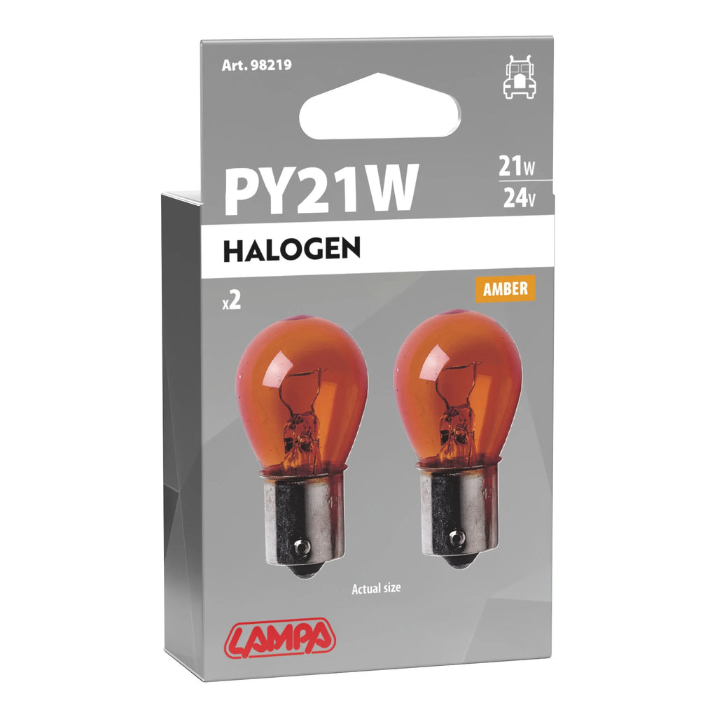 24V Lampada 1 filamento - PY21W - 21W - BAU15s - 2 pz  - Scatola - Arancio