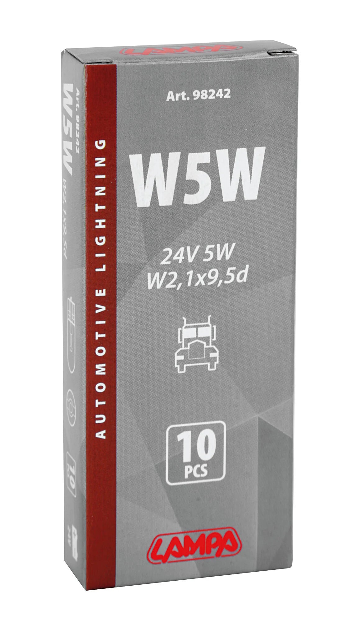 24V Lampada con zoccolo vetro - W5W - 5W - W2,1x9,5d - 10 pz  - Scatola