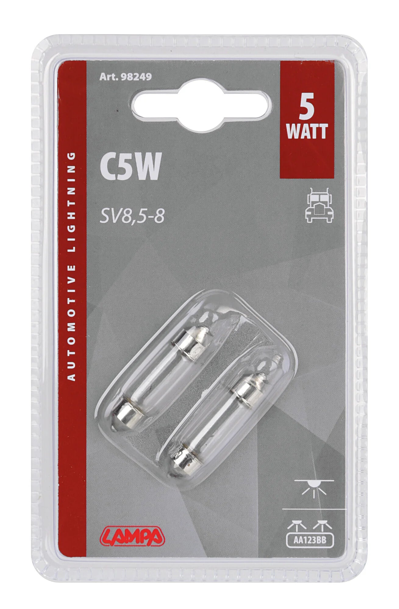 24V Lampada siluro - C5W - 11x35 mm - 5W - SV8,5-8 - 2 pz  - D/Blister