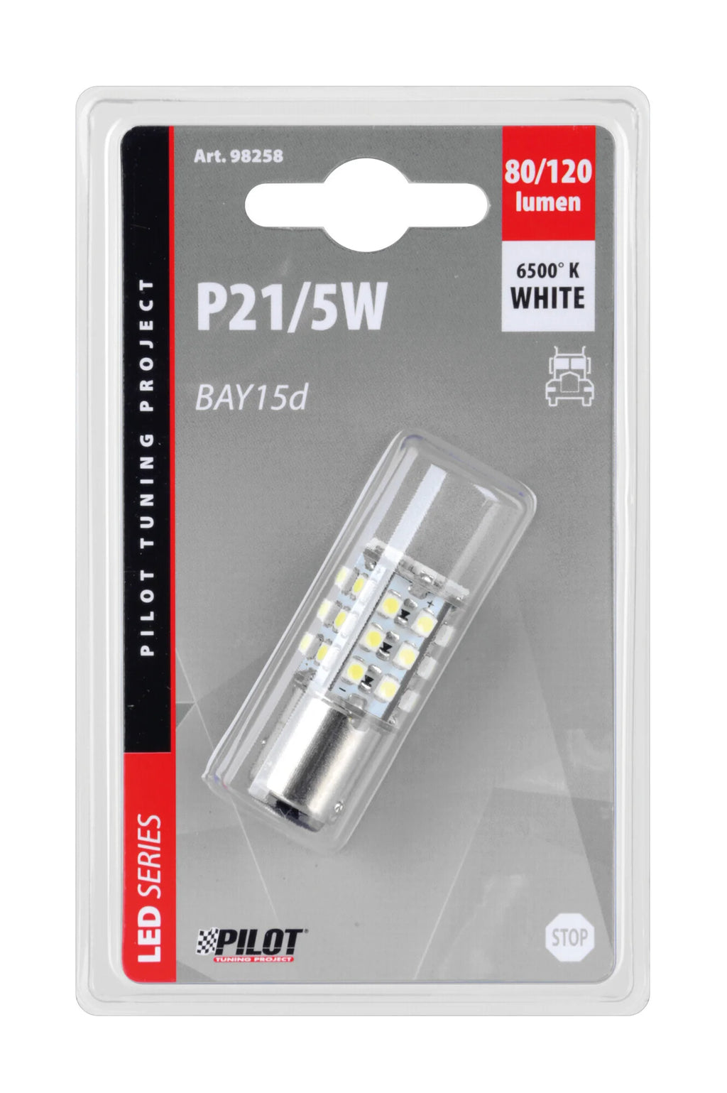 24/28V Hyper-Led 39 - 39 SMD x 1 chips - (P21/5W) - BAY15d - 1 pz  - D/Blister - Bianco - Doppia polarità